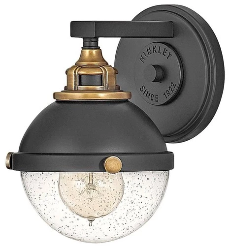 Hinkley Fletcher 8 1/2" High Black and Brass Dome Wall Sconce - Picture 2 of 9