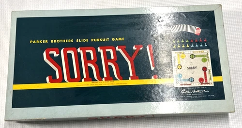 ORIGINAL Vintage 1950's Parker Brothers Sorry! Board Game Complete