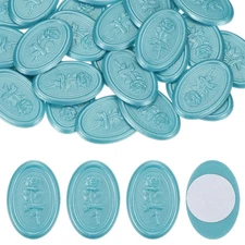 25 Pcs Wax Seal Stickers, Self Adhesive Rose Envelope Seal Stickers, Blue