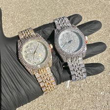18k Gold/White Gold Mens Iced Roman Numeral Presidential Hiphop Luxury Watch