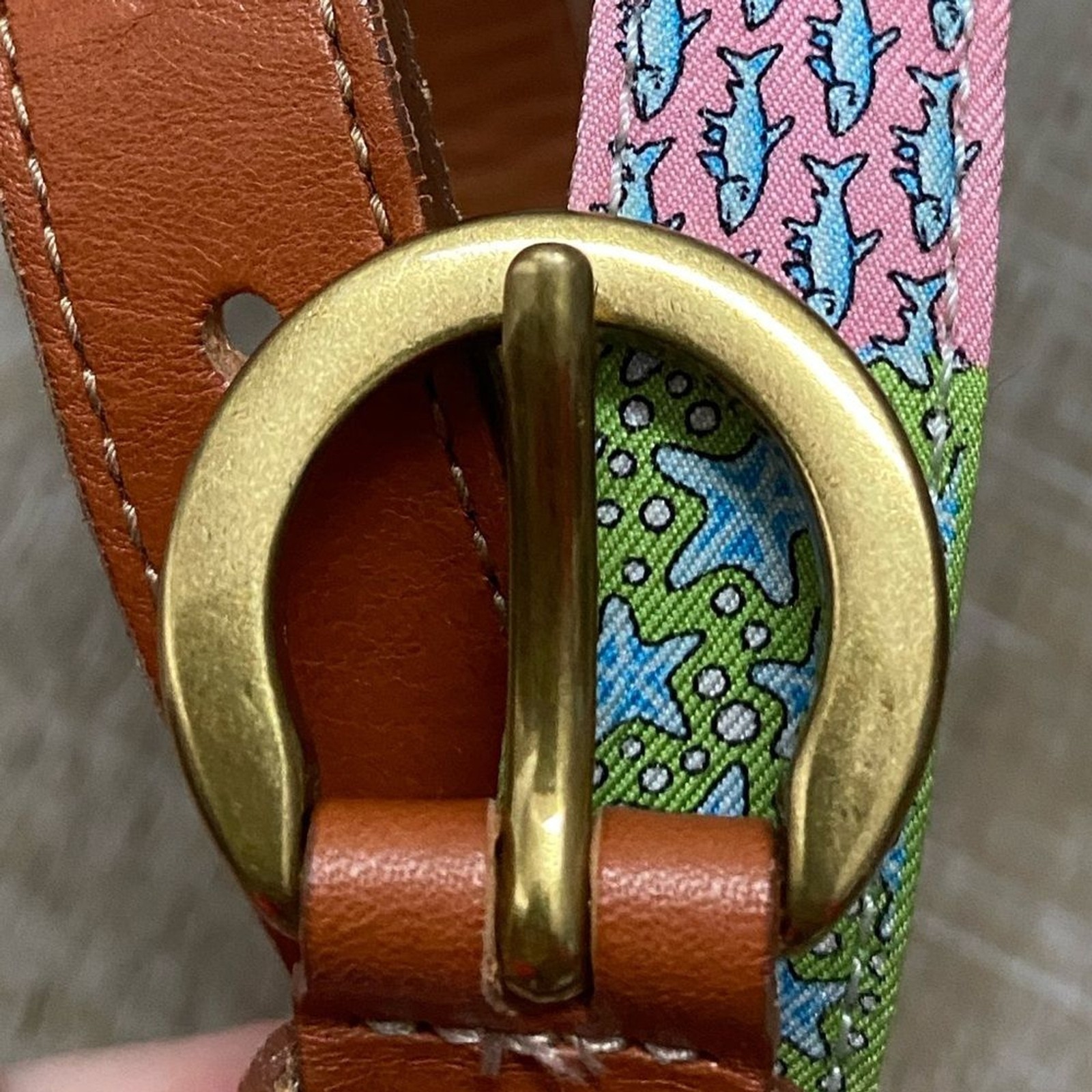 Vineyard Vines Patchwork Silk Leather Buckle Belt… - image 6