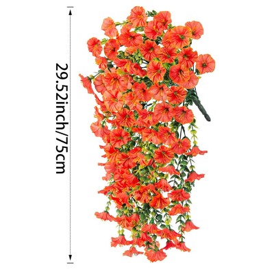 2x Künstliche Fake Hängenden Korb Pflanzen Seide Blumen Rebe Outdoor Home Decor