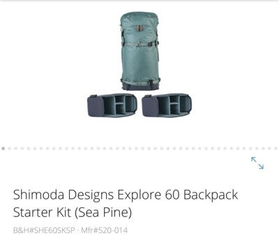 Shimoda Designs Explore 60 Backpack Starter Kit (Sea Pine) Used Once