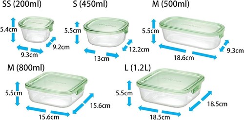 iwaki PS-PRN-3G2 Heat Resistant Glass Storage Container Green Set of 3 - Picture 8 of 9
