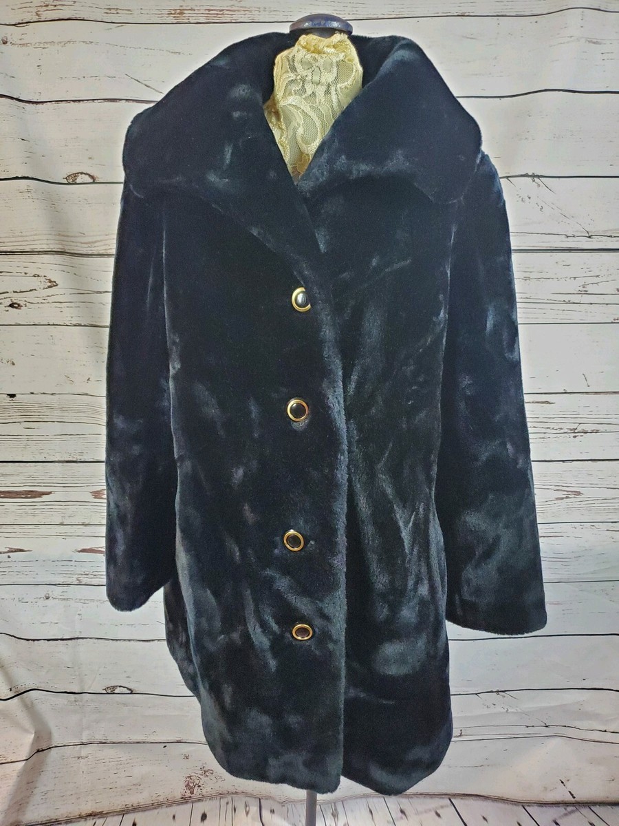 Vintage Borgazia sz Black Faux Fur Coat Women’s Career Originals - Main Image