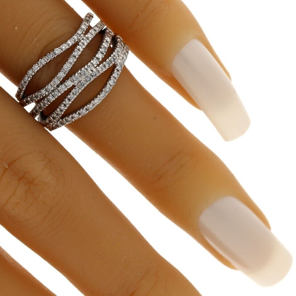 52CT H Color Diamond 5 Row Wave Ring 18K WG Size 5 | eBay 52CT H Color Diamond 5 Row Wave Ring 18K WG Size 5 | eBay