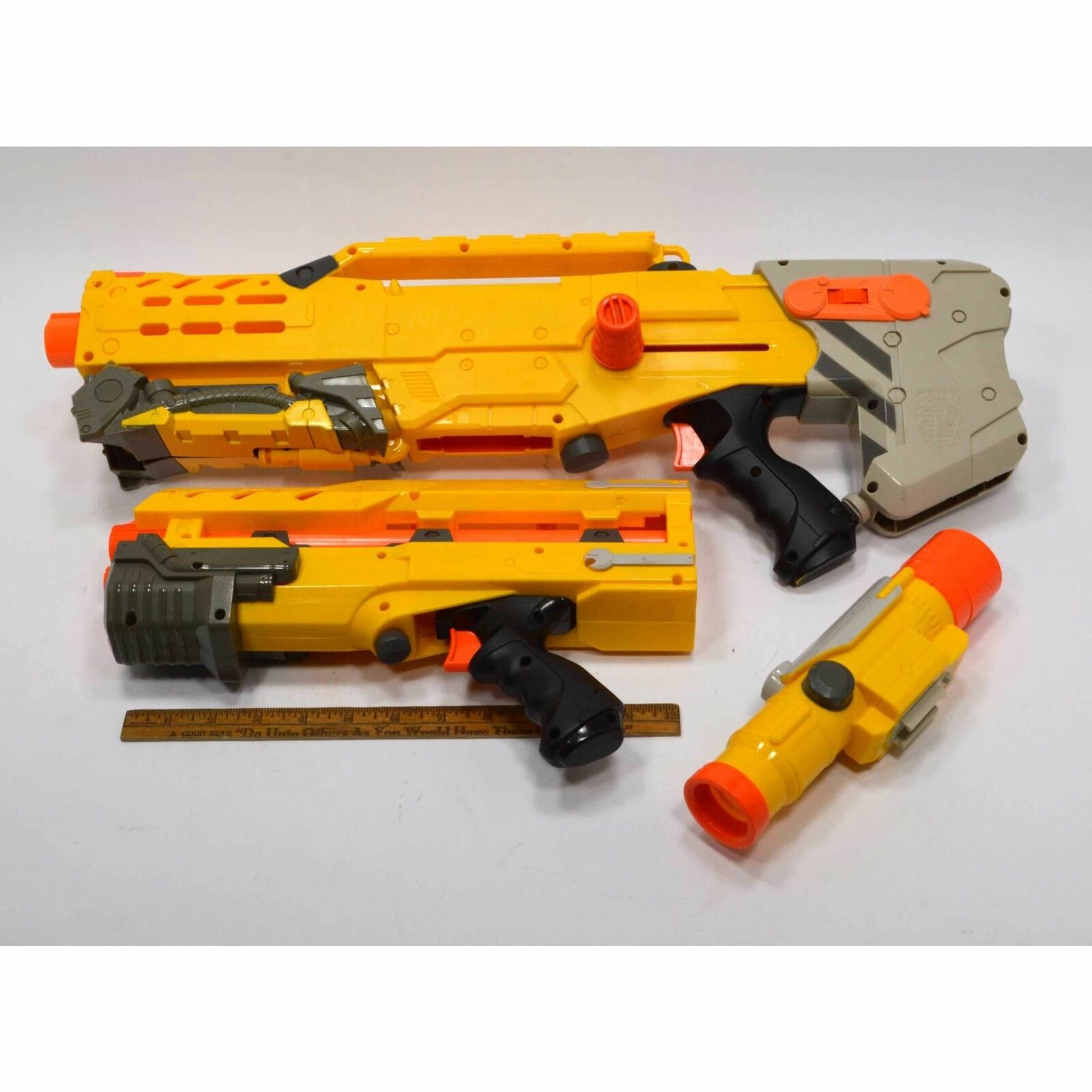 NERF LOT; LONGSHOT CS-6 BLASTER Pull-Back Pistol SWITCH SHOT EX-3 + 30  Darts +