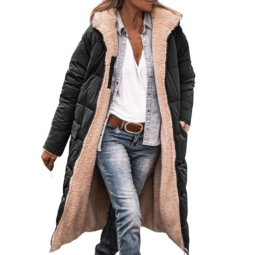 Damen Winter Lange Mäntel Trendy Jacke Sherpa Fleece Gefüttert Daunenmantel - Bild 9 von 97