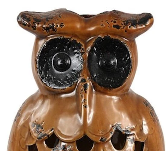 Jarrón estatuilla de búho de cerámica marrón grande Privilege International 77069 15,5"x 9"x9" Foto 3 de 4