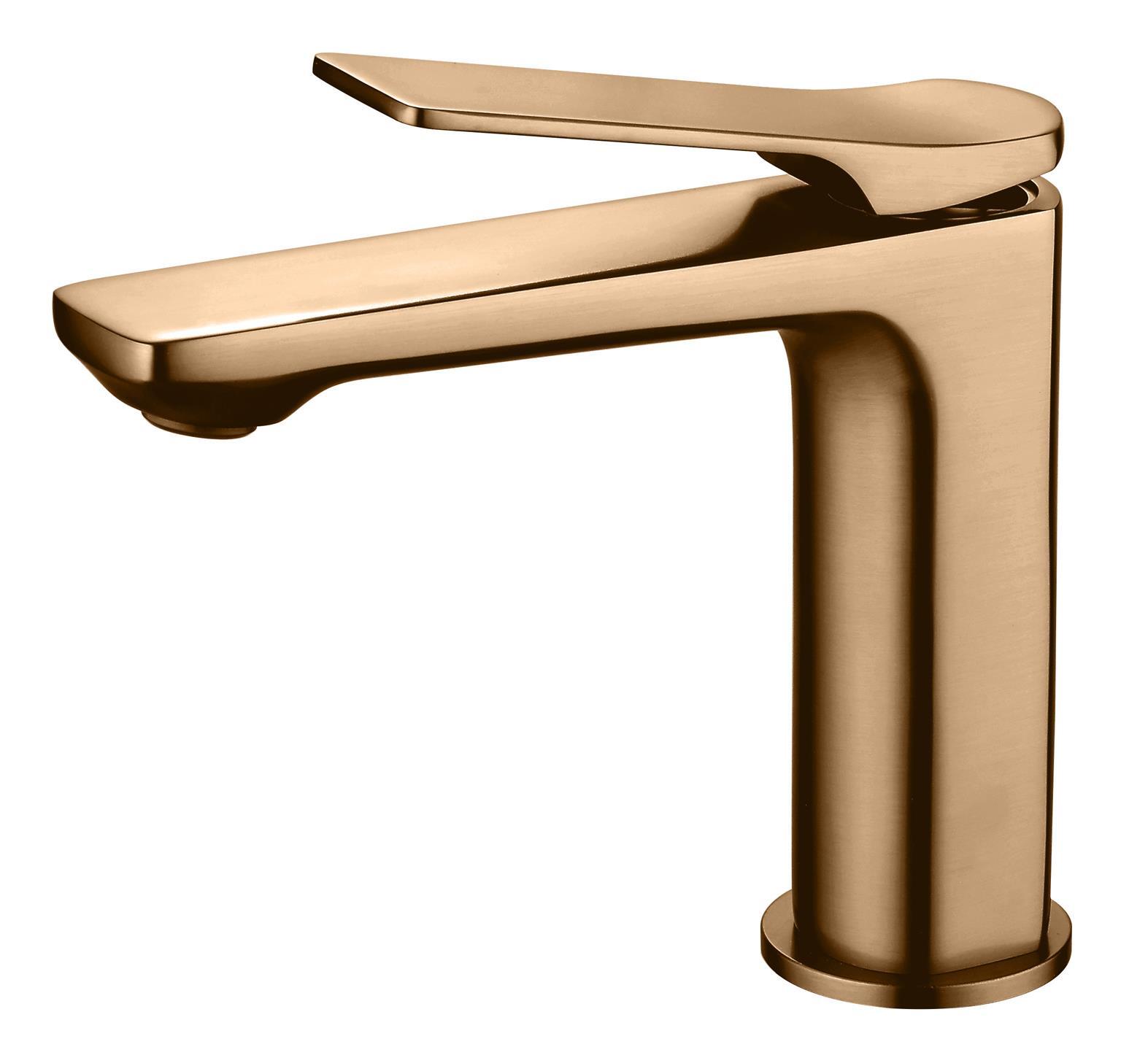 Brushed Copper Bathroom Sink Tap Standing Mixer Single Lever