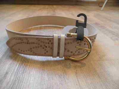 Promod beautiful light leather belt with studs taupe size S new zc517