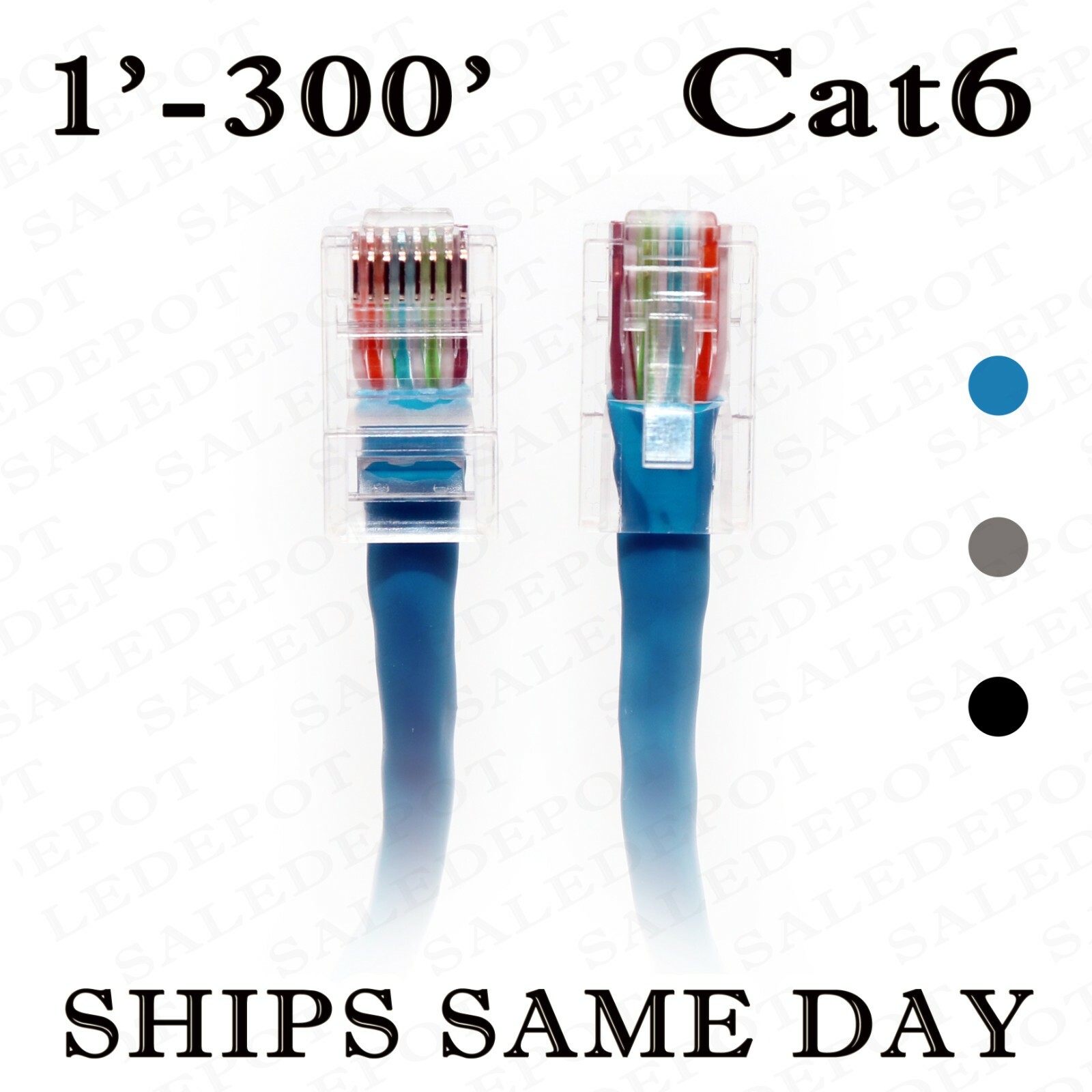 Ethernet Cable LAN Network RJ45 Patch Cat6 UTP 24AWG cord 1ft-300ft lot BLUE-image