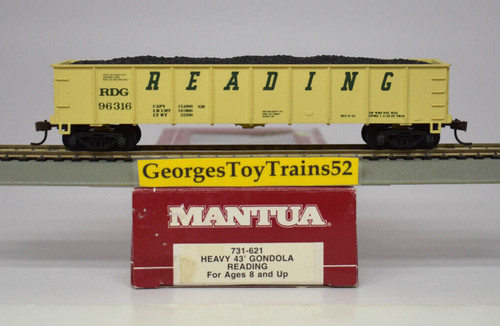 MANTUA HO GA 1:87 #96316 RDG lectura 43' góndola pesada con carga de carbón 731-621 nuevo en caja | Zustand: New