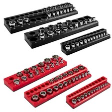 6pc Magnetic Socket Organizer Storage Holder 1/4" 3/8" 1/2" Drive SAE Metric