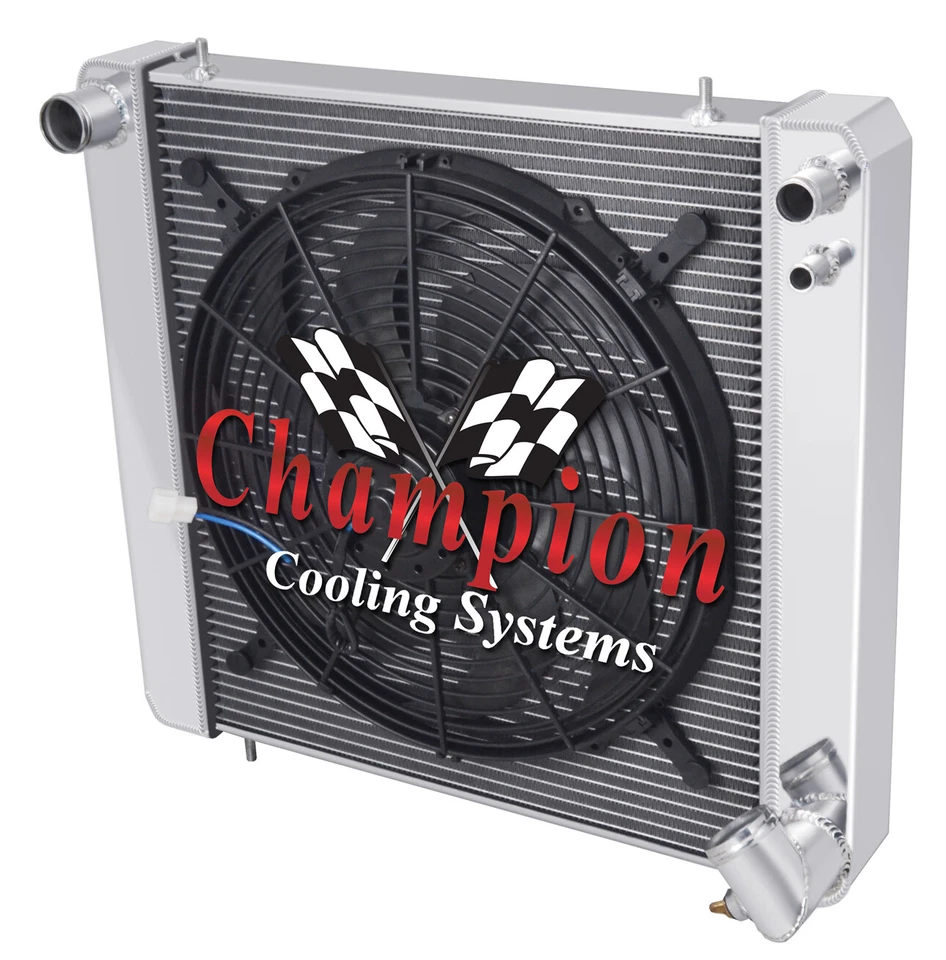 Radiador Kool Champion 3 filas con ventilador de 16" para Jaguar XKE 1965 1966 1967 #CC6567 Foto 3 de 4