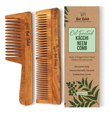 Nat Habit Kacchi Neem Wooden Comb, Socked in 17 Herbs Neem  Sesame Oil FreeShip
