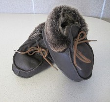 Baby warm shoes Brown fur shearling moccasins style