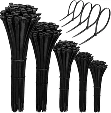600 Cable Zip Ties Wire Multi-Purpose Nylon Assorted Sizes 4+6+8+10+12-Inch