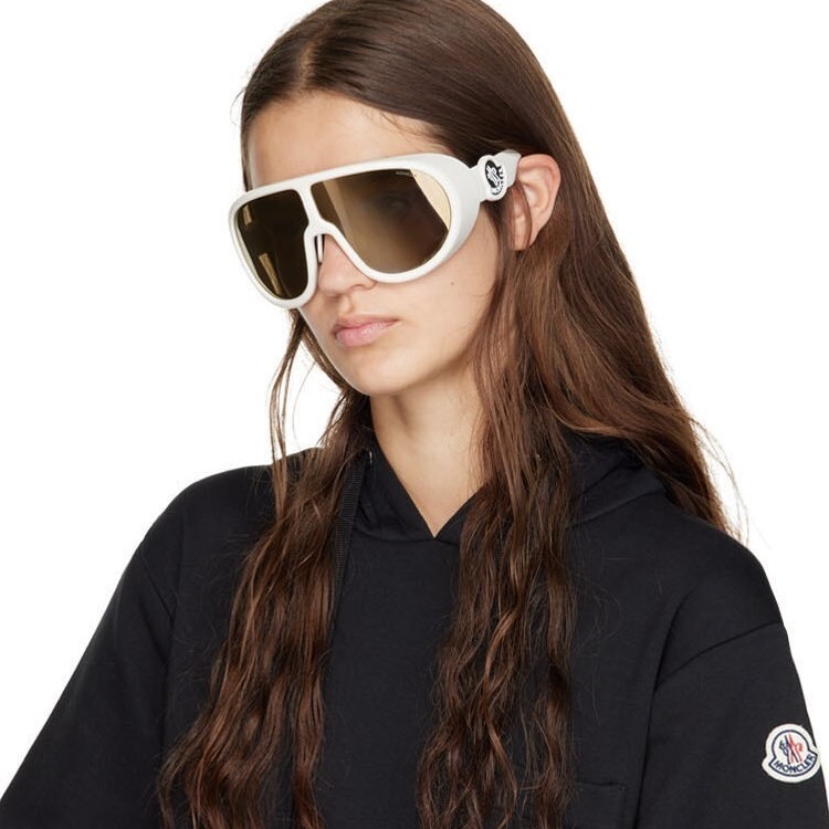 MONCLER ML0147-26G Shield Sunglasses Off-White | eBay display picture 1
