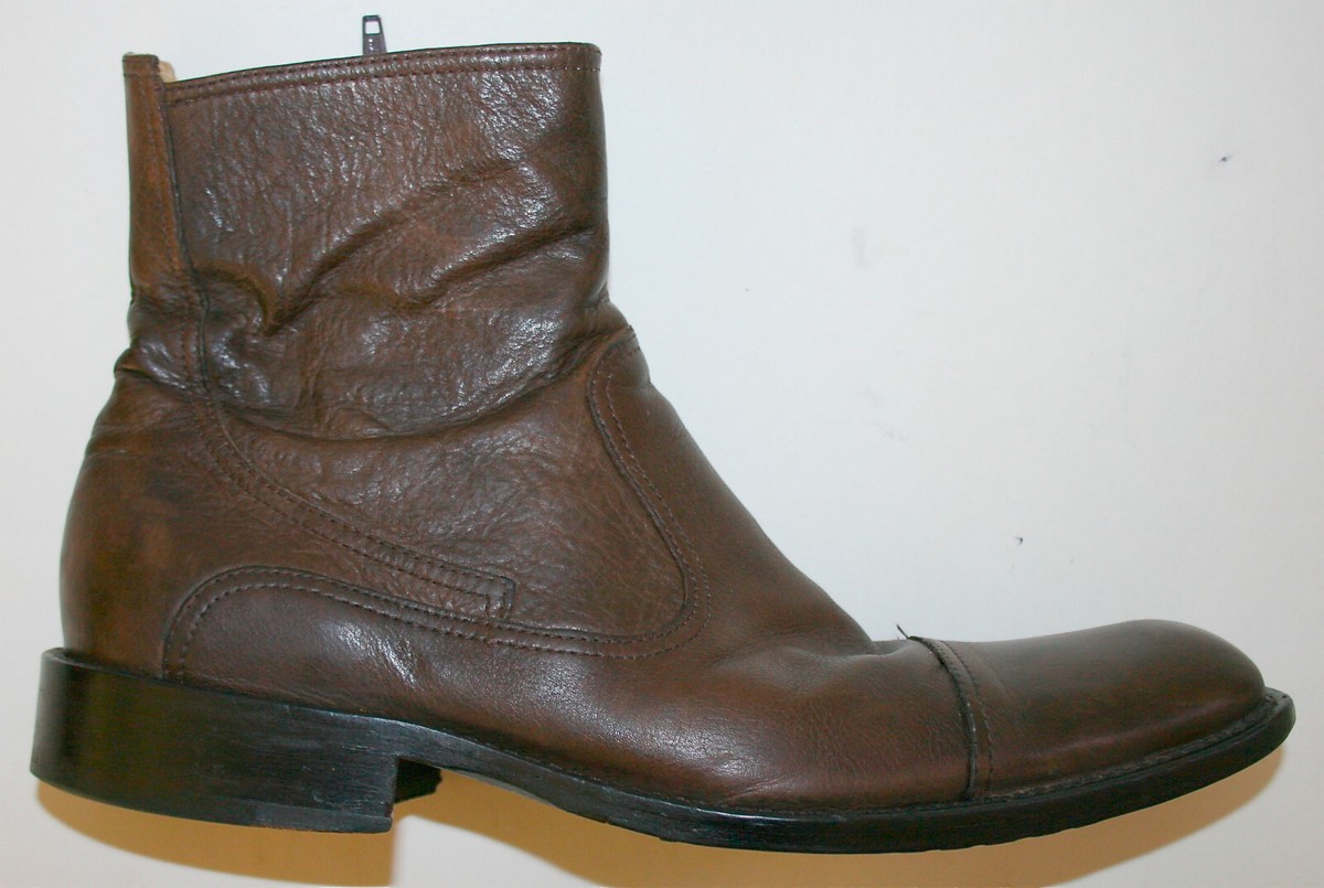 Kenneth Cole Mens Size 12 Brown Leather Ankle Boots Side Zipper Kenneth Cole Reaction Ankle Boots for Men for Sale | Shop  main image 3