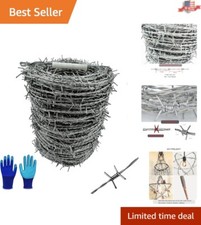 Strong 328 Ft Galvanized Barbed Wire with 4-Point Barbs for Ultimate Security