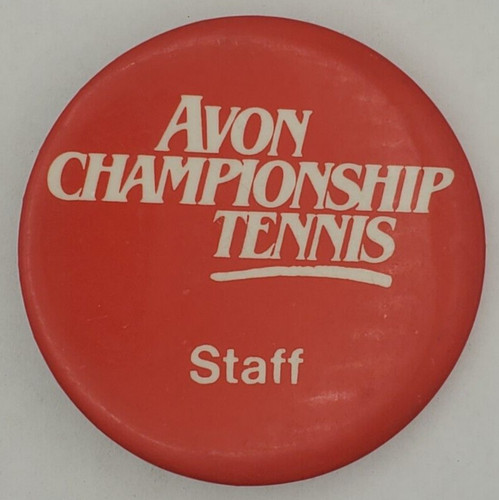 Vintage 80s Avon Championship Tennis Womens WTA Tour Staff Pinback Button