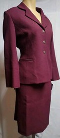 Anne Klein Two Piece Set Skirt Suit Size Petite 8P Laceup Corset Detail Wine