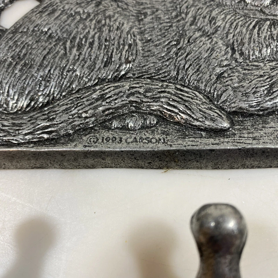 Vintage Carson Silver Tone Kitty Cat Wall 3 Hook Coat Hanger Organizer 1993 - Image 2 of 4