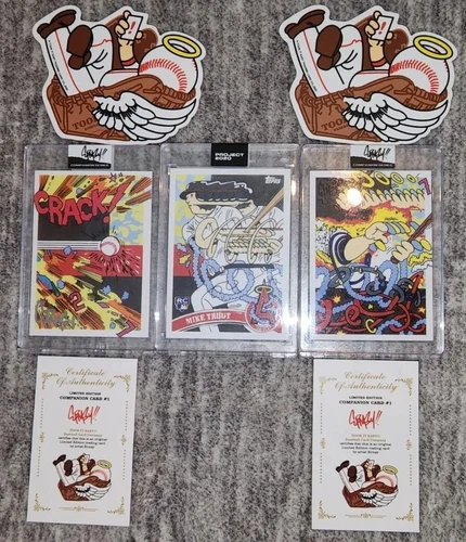 PROJECT 2020 MIKE TROUT ERMSY #4 + 2 COMPANION DUO W/ 1 AUTO TROUT 3 SET RARE⚾️⚡