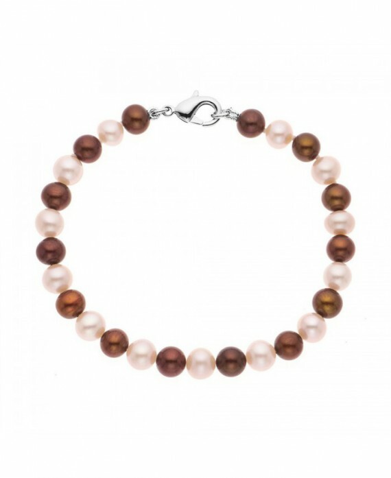 Bracelet en perles d'eau douce véritables de qualité premium et fermoir or blanc