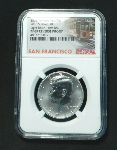 2018 S Kennedy 50C silver NGC PF 69 Reverse Proof. First Release. San Francisco