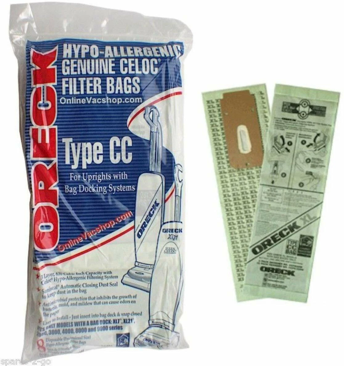 Pack of 8 Oreck XL Type CC Vacuum Cleaner Bags CCPK8DW