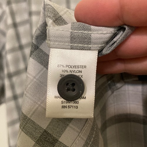 Eastern Mountain Sports Vented Outdoor Short Sleeve Shirt Mens L Gray Plaid EMS - Picture 4 of 6