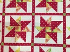 Star Quilt Top Lime Tangerine Lemon Rose & White, New Cotton 55 X 55 Inches — photo 3