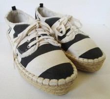 DV by Dolce Vita Black Striped Espadrille Platform Lace Up Sneaker Size 7