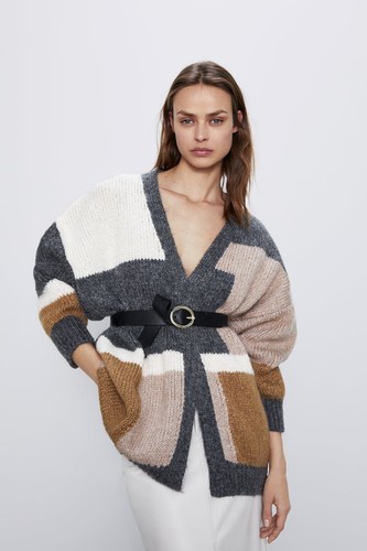 NOW £20!~ Zara ~ Rare Colour Block Oversize Mohair Cardigan ~ Bloggers Favourite