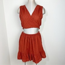 Zara Openwork Embroidered Terracota Dress Size Large Blogger Favorite Mini Dress