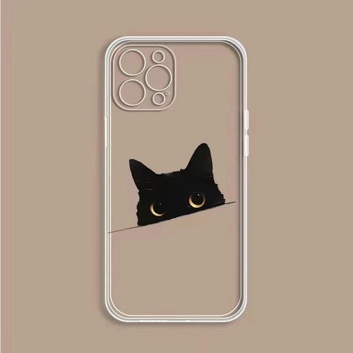 Case For iPhone 15 Pro Max 14 13 12 Mini 11 XS XR 7 8 Black Cat Phone Cover - Zdjęcie 7 z 14