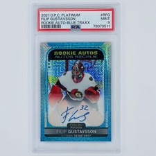 Filip Gustavsson BLUE TRAXX Auto 💎 2021-22 OPC Platinum R-FG PSA 9