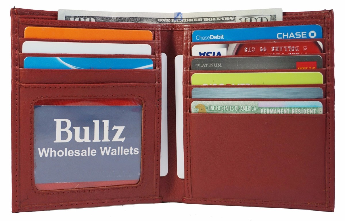 Genuine Leather Bifold Wallet For Men - Euro Style Hipster Wallet, Holds 20 Cards, Burgundy - View #12