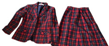 Pendleton 2 Piece Suit Wool sz 8 Skirt Blazer Jacket Red Tartan Vintage USA 60s