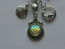 MERMAID NAUTICAL SAND DOLLAR KEY CHAIN PURSE CLIP BACKPACK CLIP ZIPPER FOB