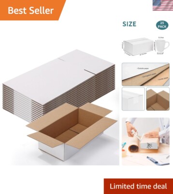 25-Pack 10x6x4 White Cardboard Boxes - Easy Assembly for Gifts & Shipping