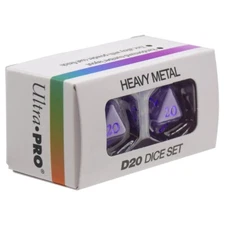 Ultra Pro VIVID Heavy Metal Dice D20 PURPLE (2 Dice Set) Solid Zinc-Alloy