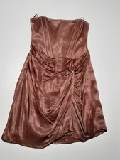 Zara Draped Midi Dress Women's UK12 Beige Velvet Strapless Satin