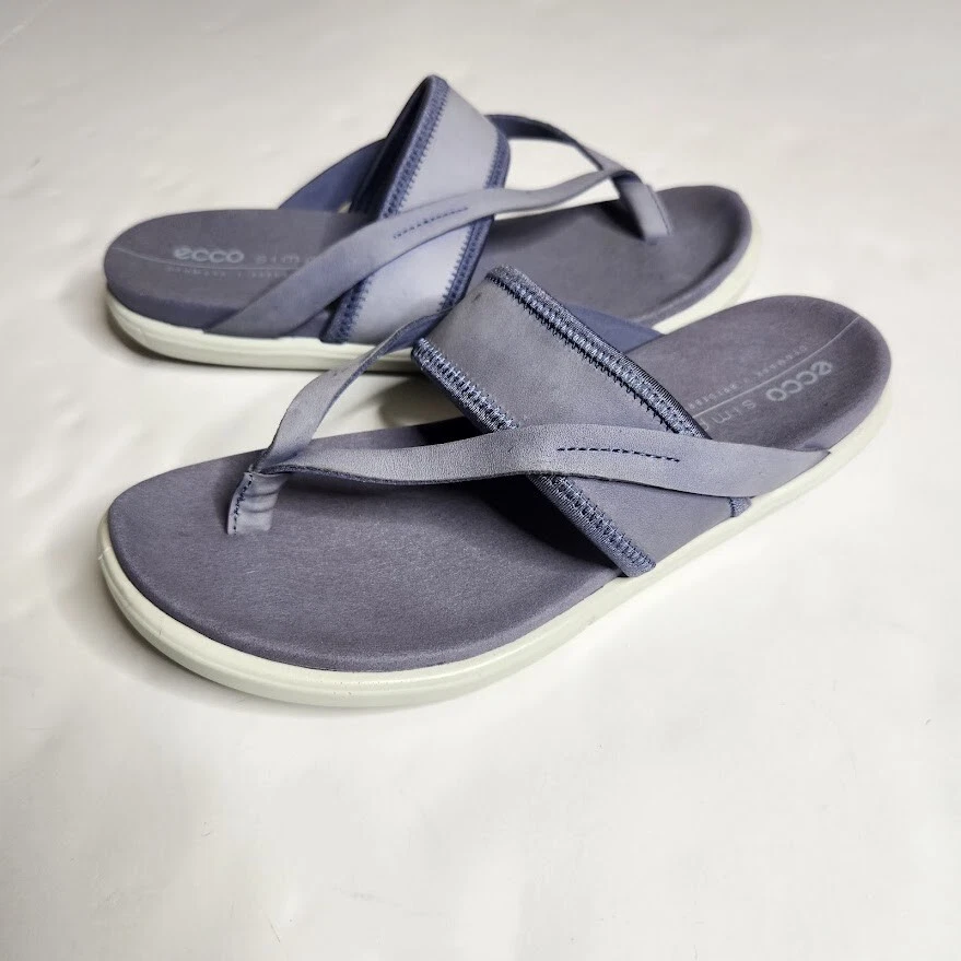 Ecco Simpil 209263 56927 Sandali Slide Donna 7 7 5 Blu Pelle Casual Slip On