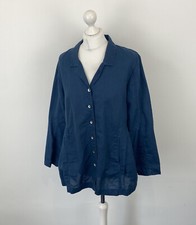 Gudrun Sjoden Lagenlook Jacket Blue Linen Organic Cotton Sz Medium Ladies