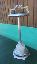 VERY NICE Vintage ART DECO Standing ASHTRAY Original Finish 28" High Glass Liner