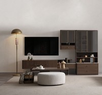 Braune Wohnzimmer Tv-Garnitur Stilvolles Lowboard BüCherregal Tisch