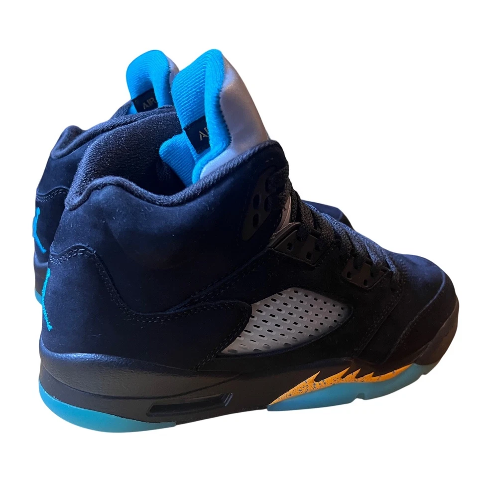 Air Jordan 5 Retro Anthracite Youth Sneakers Black Teal Orange Shoes - Image 4 of 4